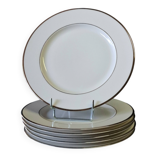 Lot de 6 assiettes plates de chez Guy Degrène modèle ''Galon Platine '' en BE