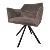 Grey fabric swivel chair in industrial style