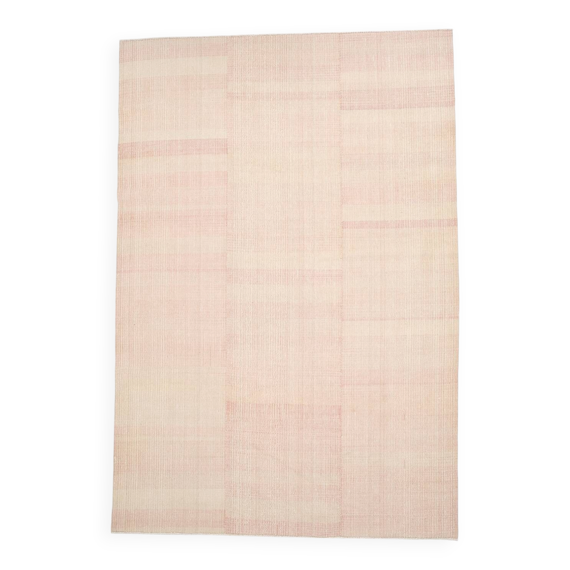 7x10 Light Pink Handmade Wool Jute Kilim Rug, 224x325Cm