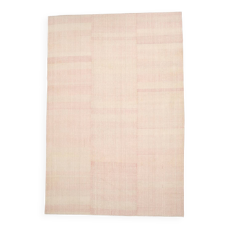 7x10 Light Pink Handmade Wool Jute Kilim Rug, 224x325Cm