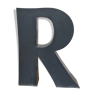 Lettre R ancienne en relief et en zinc