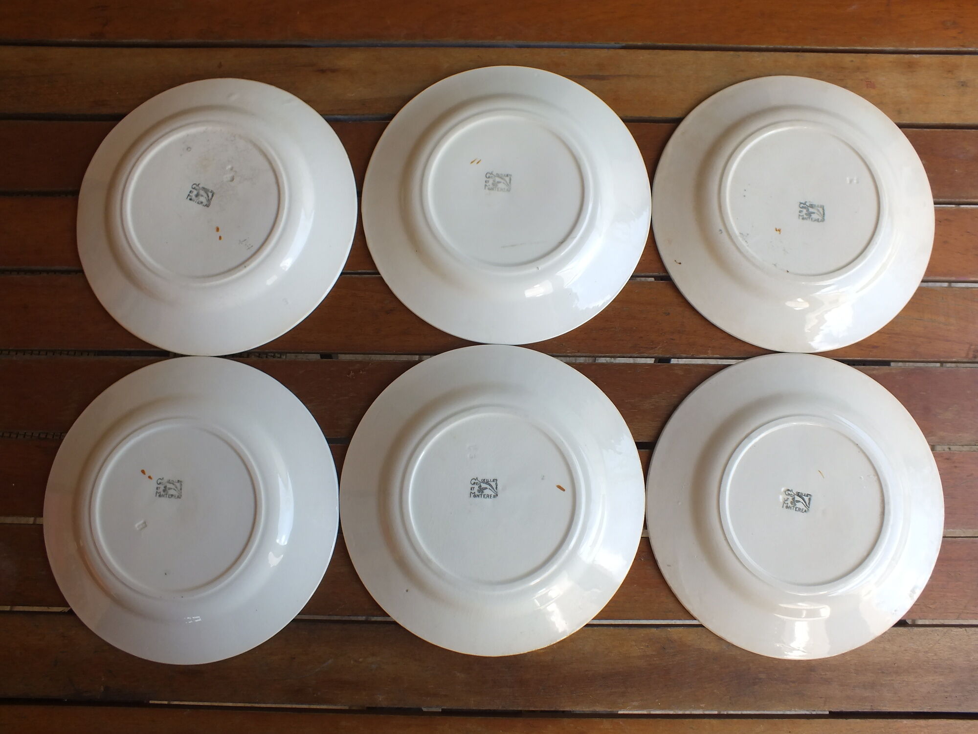 6 Flat plates Creil and Montereau Vintage Eye
