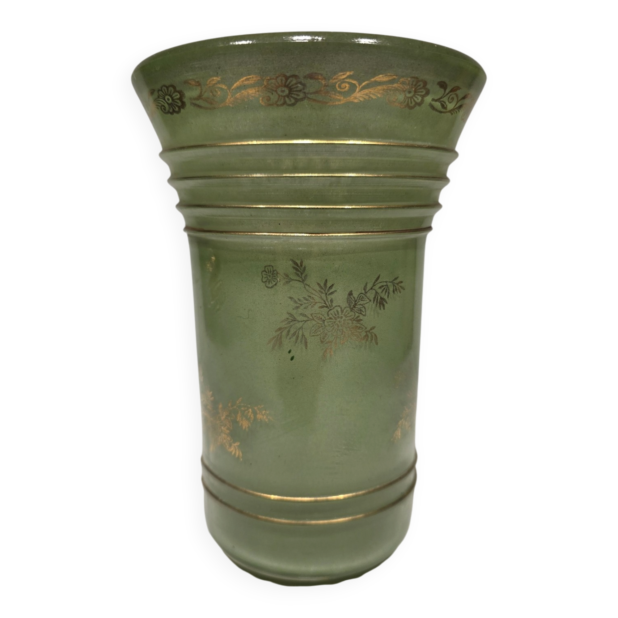 Frosted glass vase with gilding from the 1950s.
