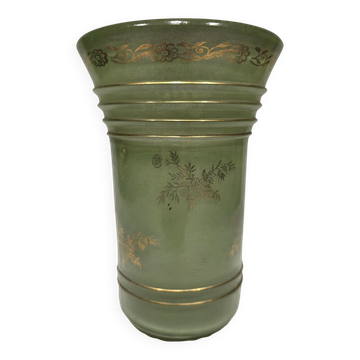 Frosted glass vase with gilding from the 1950s.