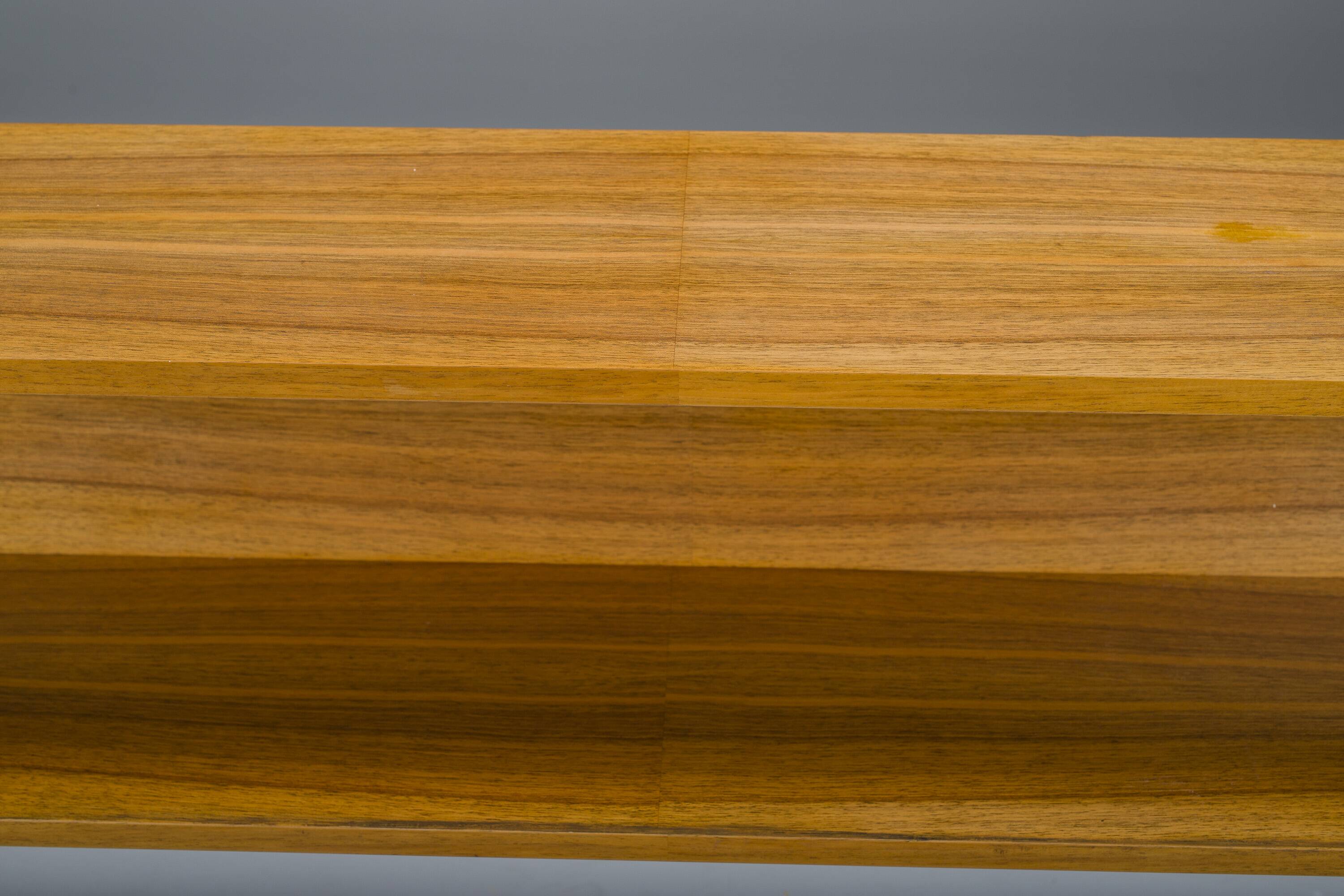 Large Minimalist Teak & Walnut Wall Unit, 1970s