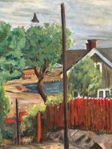 Original Swedish Oil on Canvas – “Village” by P. Agne – Signed – Vintage & Framed