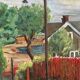 Original Swedish Oil on Canvas – “Village” by P. Agne – Signed – Vintage & Framed