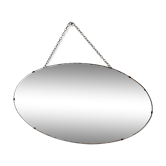 Oval beveled mirror with its chain