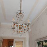 Chandelier to, colored crystal tassels