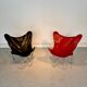 Vintage leather butterfly chairs – 1970s – metal frame – st
