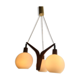 Scandinavian boomerang chandelier in opaline teak