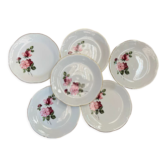 6 flat flower plates Moulin des Loups