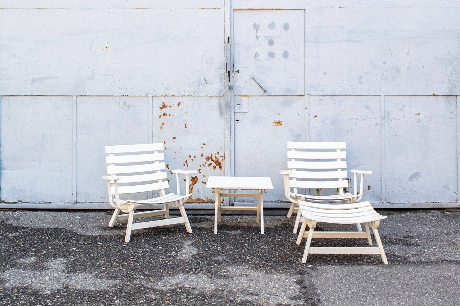 Folding garden chairs by Carlo Hauner for BFC, 1960s, set of 4.