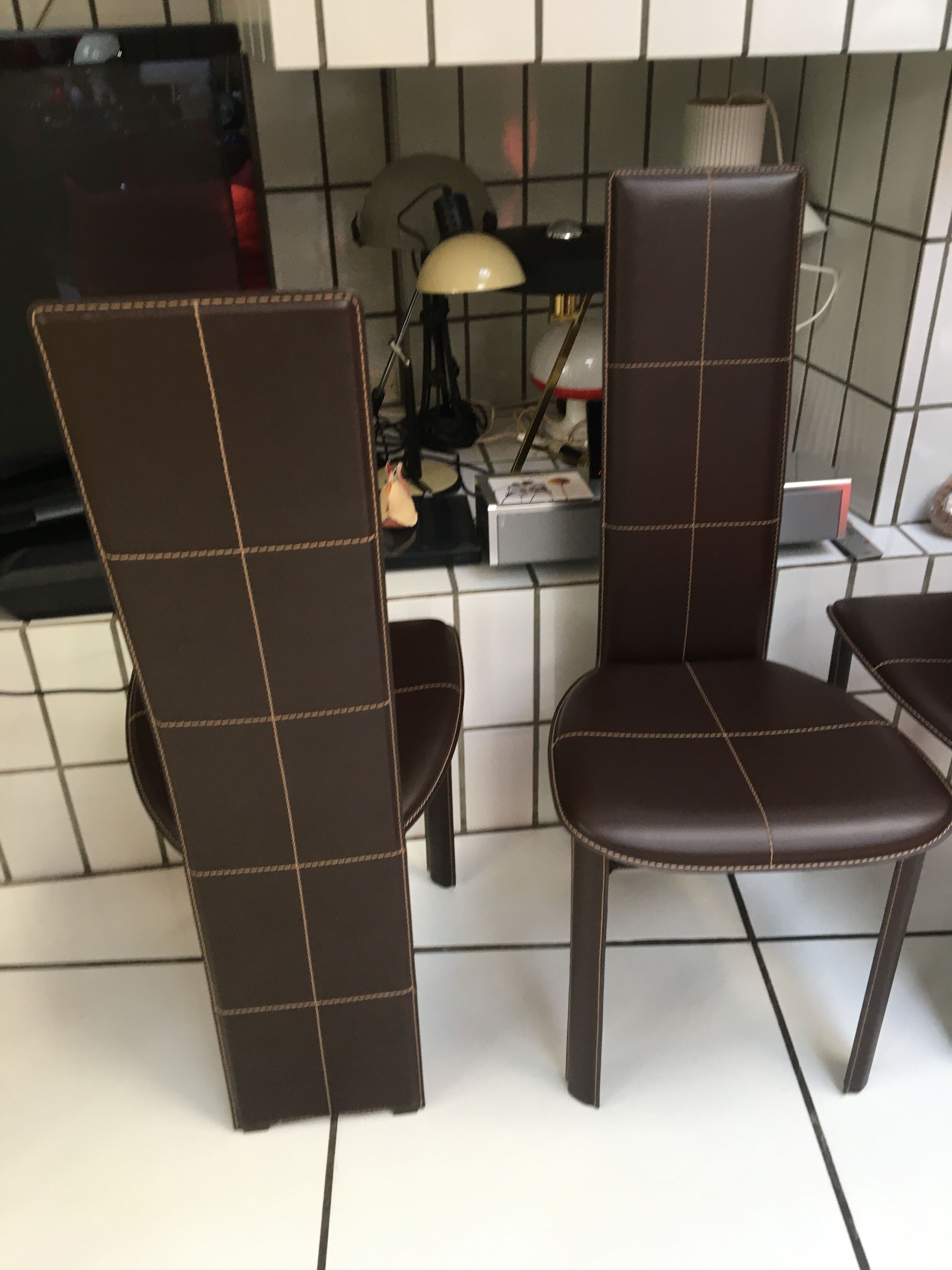 Set of 4 leather chairs from Frag for ROCHE BOBOIS
