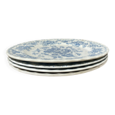 Four old blue plates
