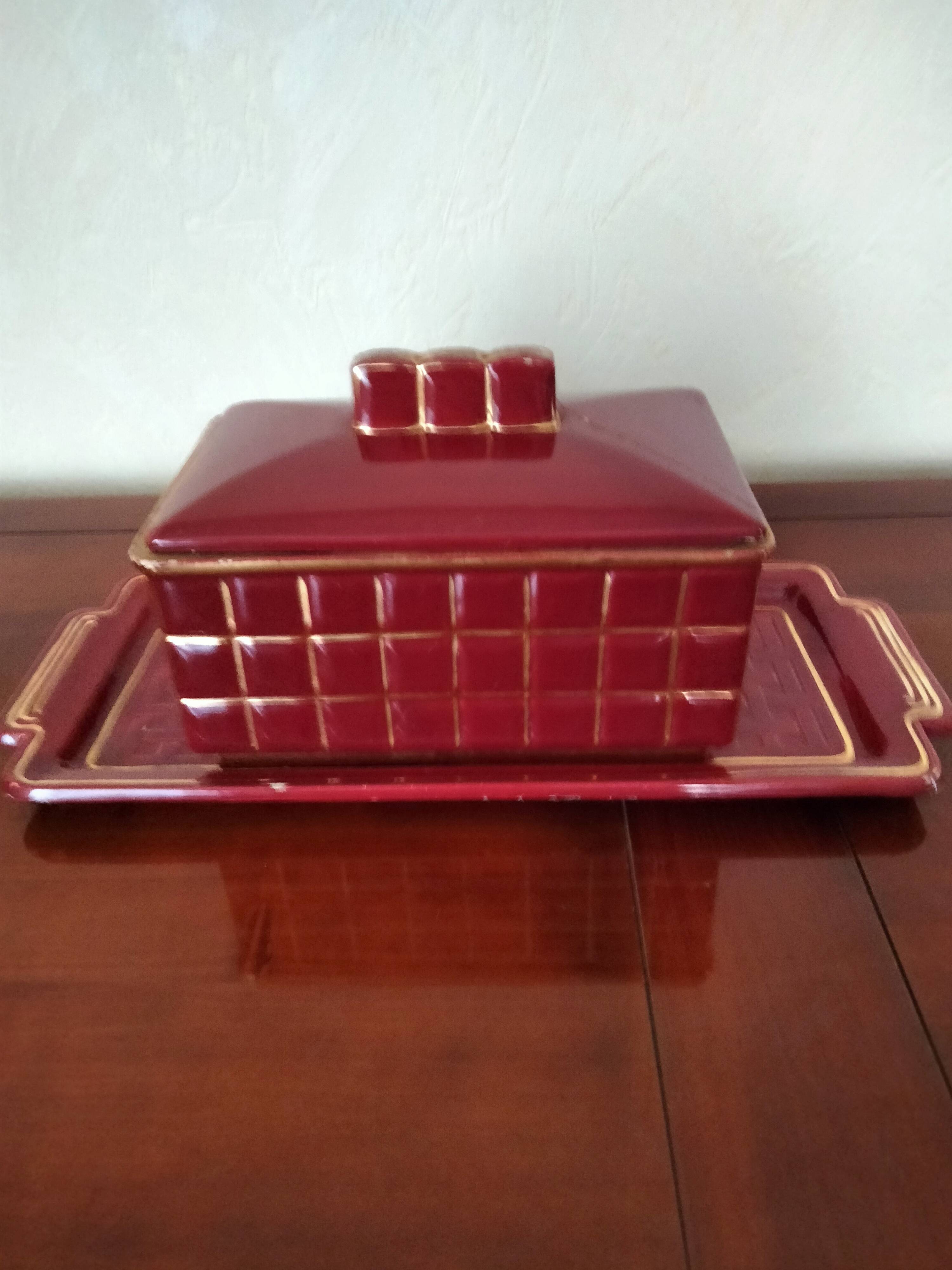 burgundy art deco box