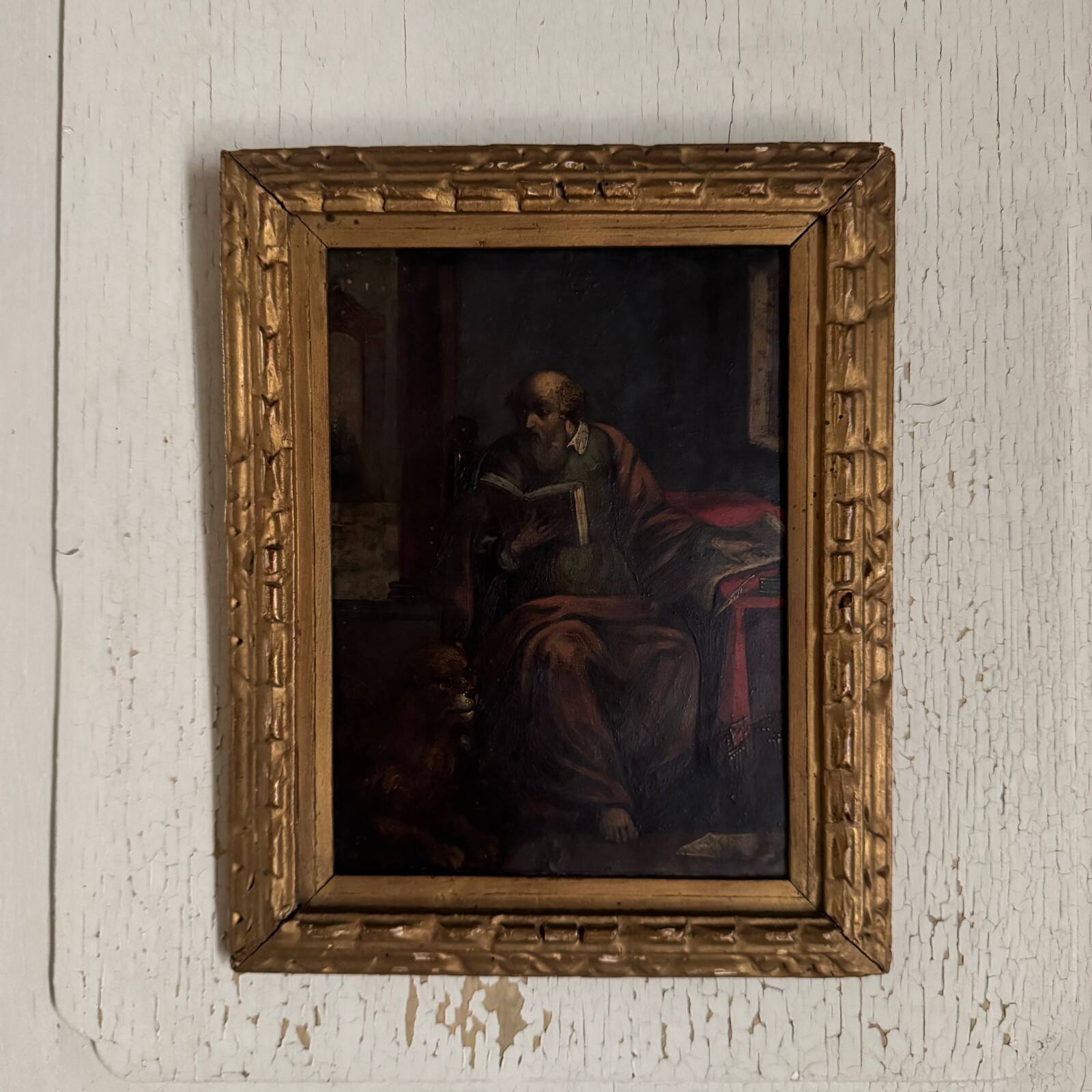 17th century oil on copper depicting Saint Jerome