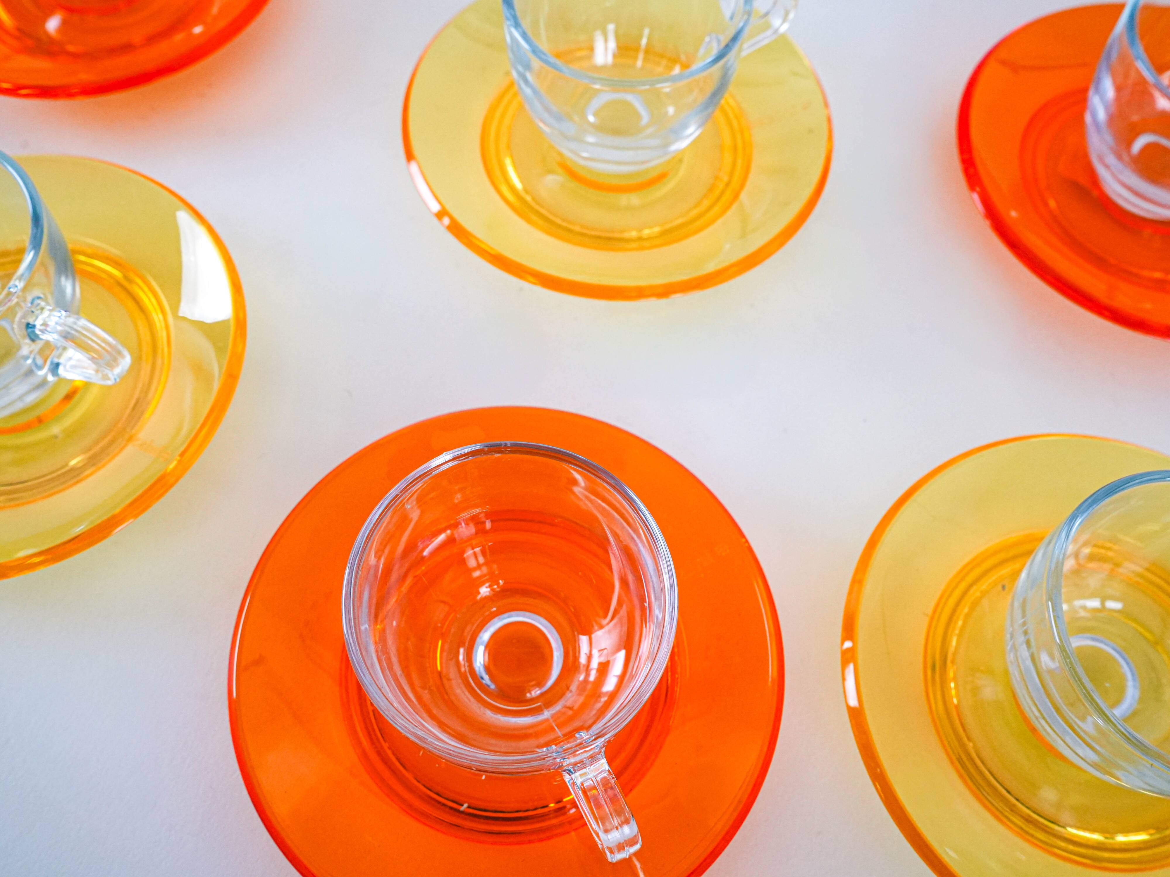 Set of glass cups, Italian design, 1970s, manufactured by Fratelli Guzzini