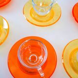Set of glass cups, Italian design, 1970s, manufactured by Fratelli Guzzini