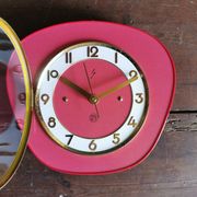Horloge formica vintage pendule murale silencieuse trapèze "SMI rouge"