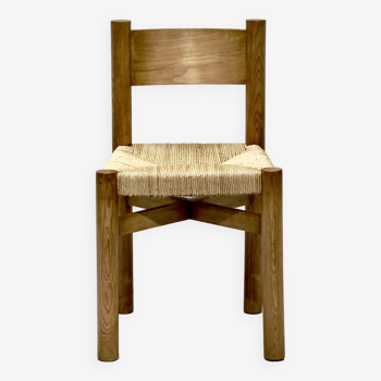 Charlotte Perriand Miribel chair, made of ash and straw, cira 1950, produced by Steph Simons
