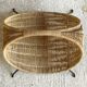Magazine rack or log holder in wicker and metal - 1950s design