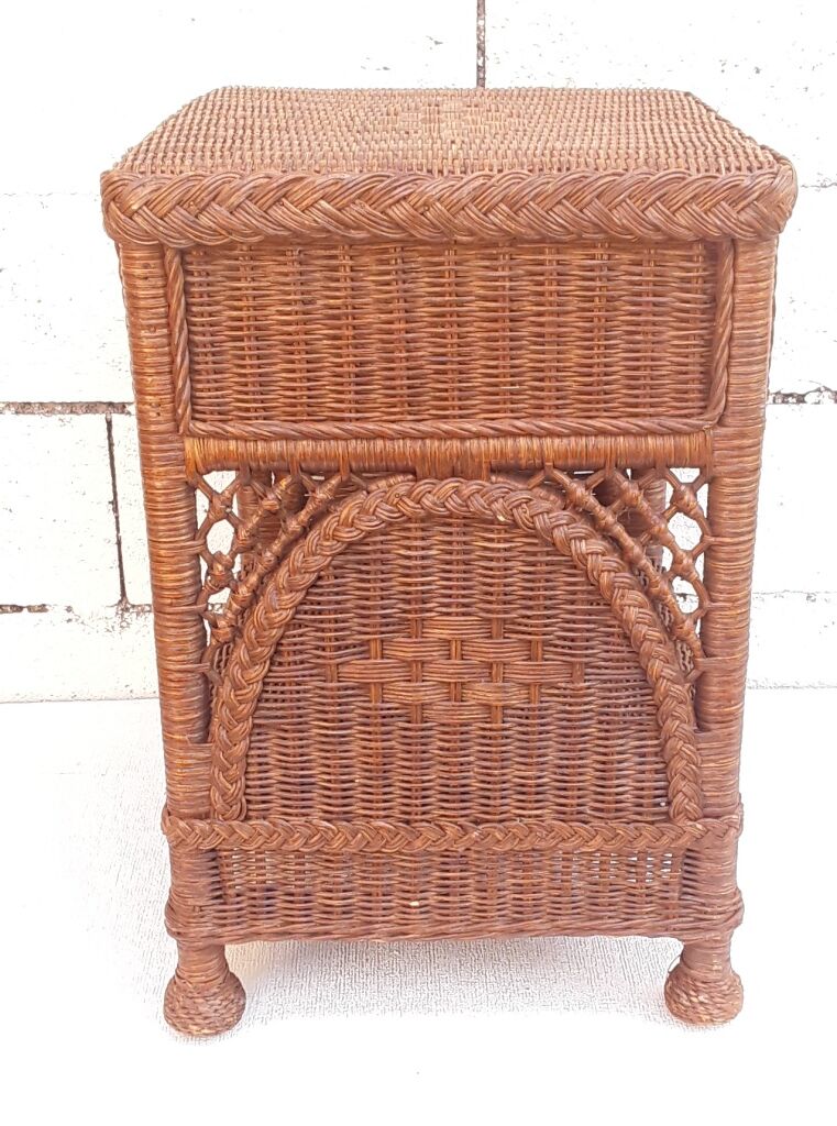 Wicker and rattan bedside table