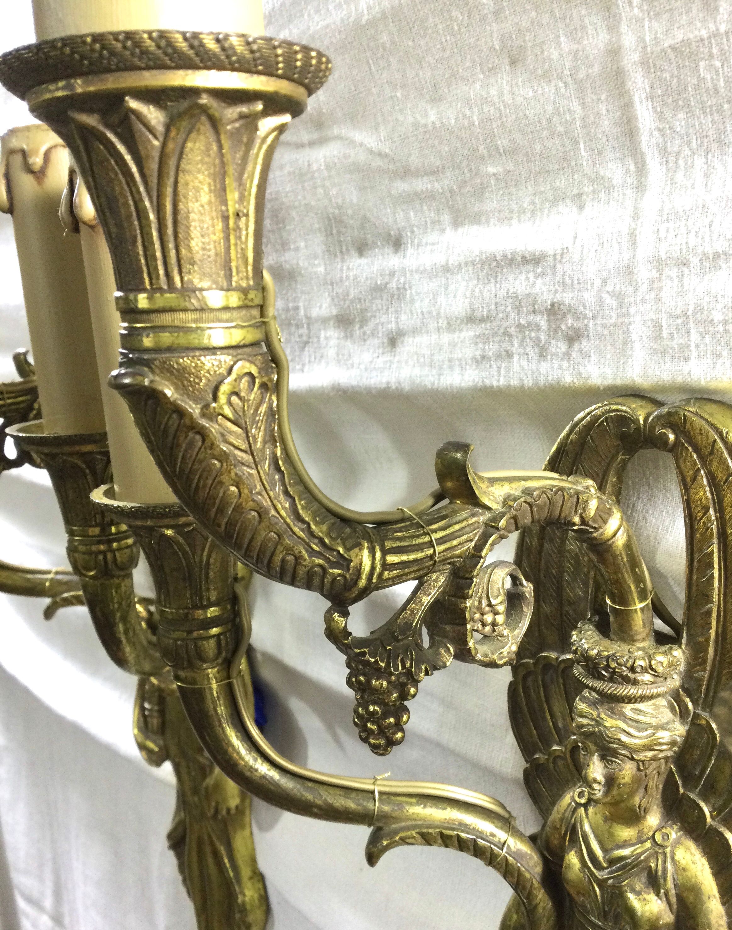 Pair of bronze empire sconces