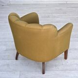 1960s, pair of Danish armchairs, green furniture wool, ash wood legs.