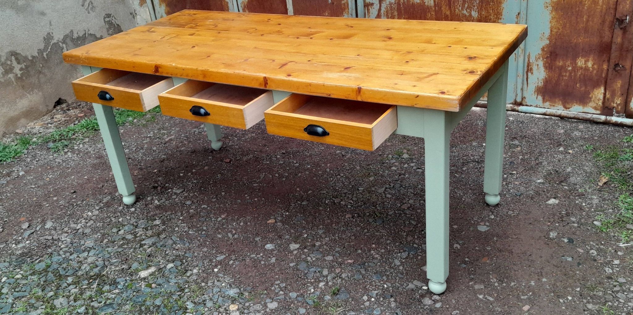 Table de ferme moderne 6 tiroirs