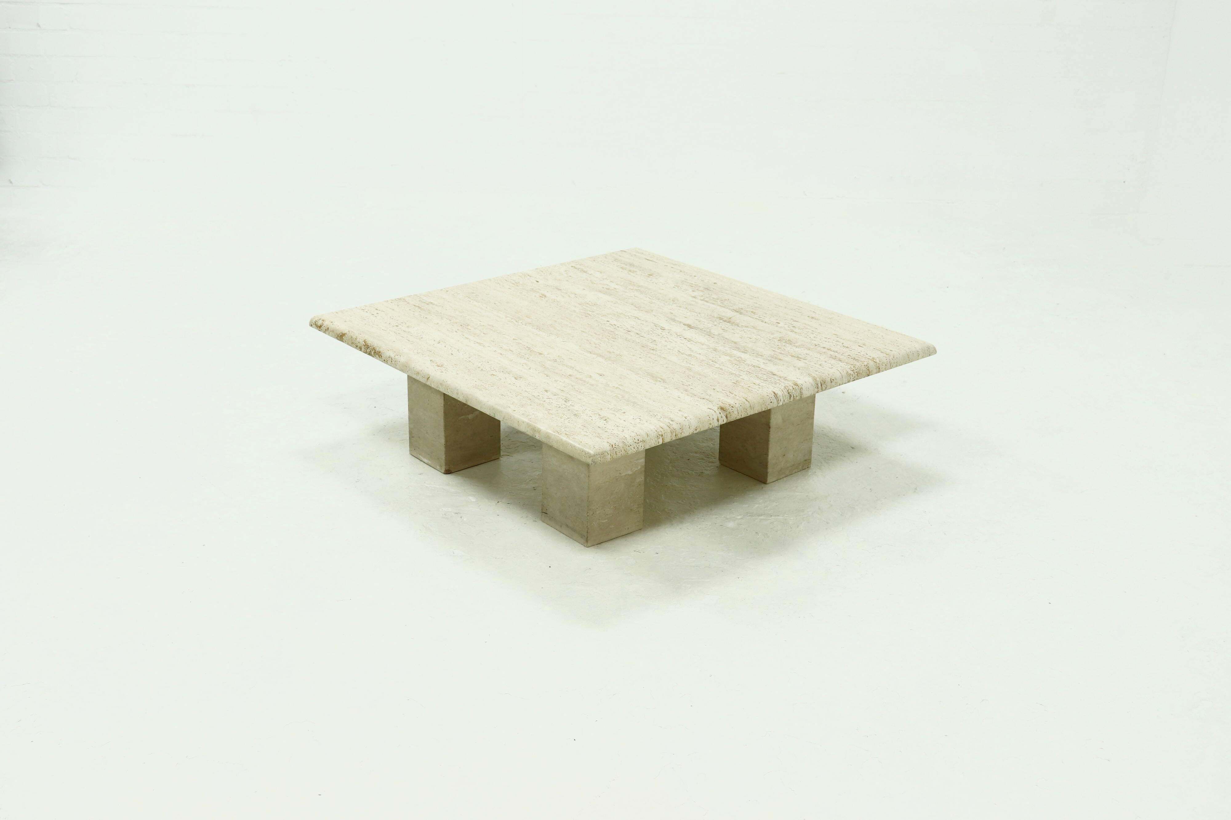 Mid Century Italian Modern Travertine Coffee Table 1970s