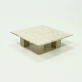 Mid Century Italian Modern Travertine Coffee Table 1970s
