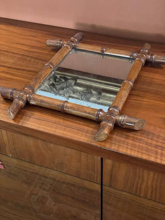Late 19th century bamboo mirror
