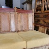 Old set sofa and rattan chair and caning