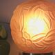 Art Deco floral table lamp, vintage pink opaline glass