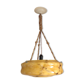 Hanging lamp marbled glass art deco Bowl