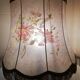 50s oak lamp lamp with hand-painted silk tablet and lampshade