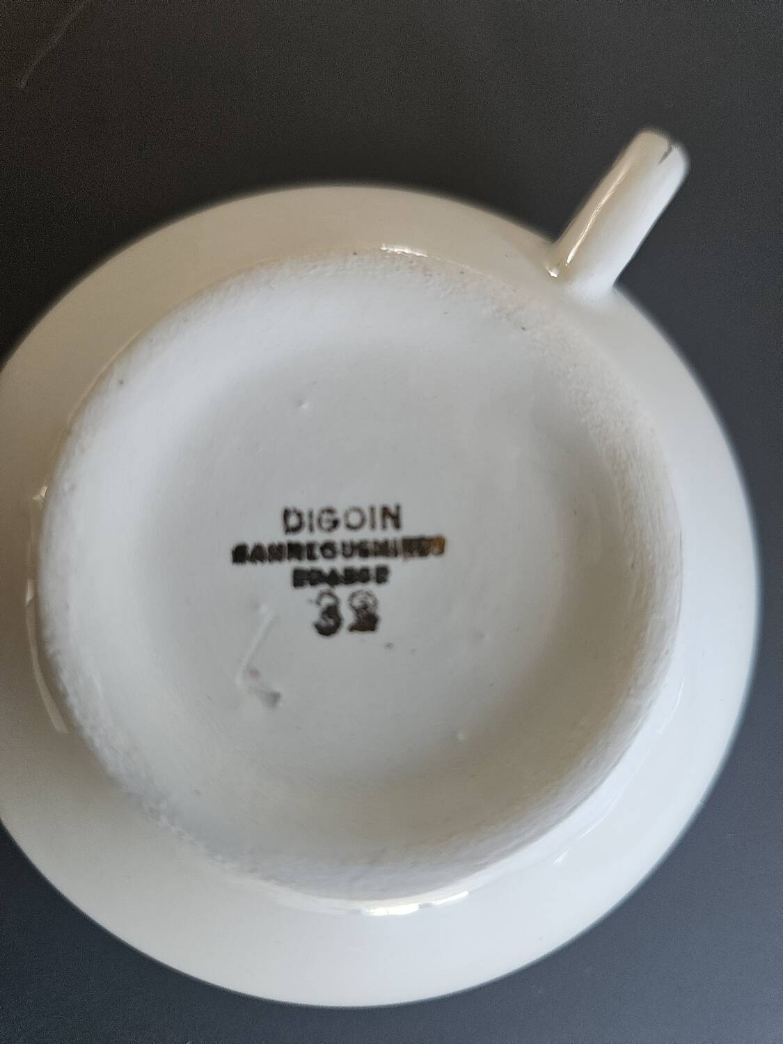 Digoin cup and saucer "true opaque"