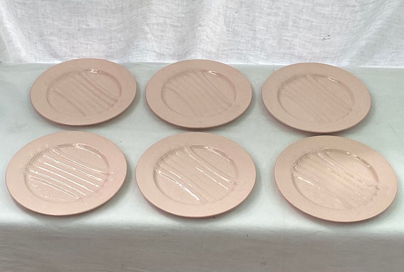 Set of six plates asparagus pale pink color porcelain dimension: D-25cm-