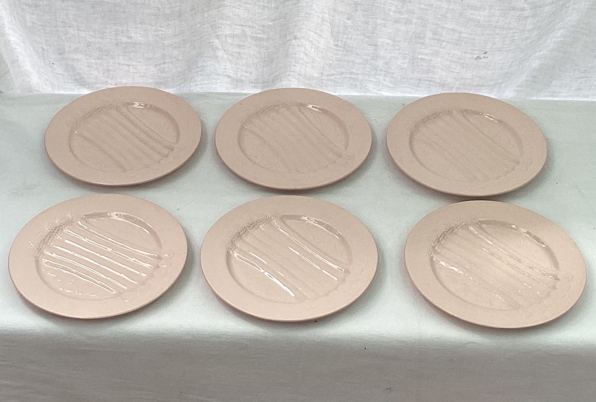 Set of six plates asparagus pale pink color porcelain dimension: D-25cm-