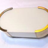 Perzel Ceiling lamp or wall lamp, signed, mid-twentieth century, opaline brass, France