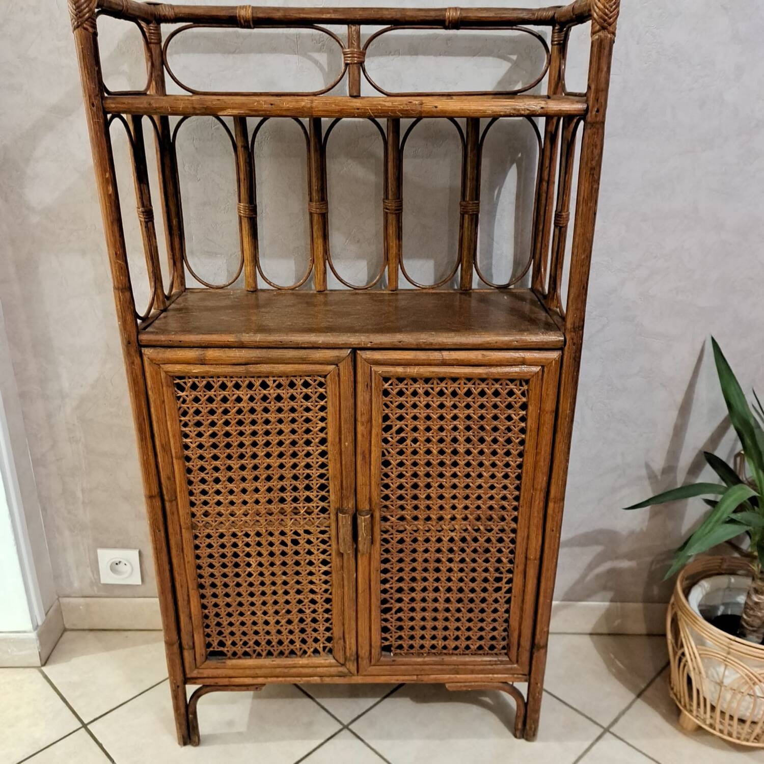 Rattan shelf