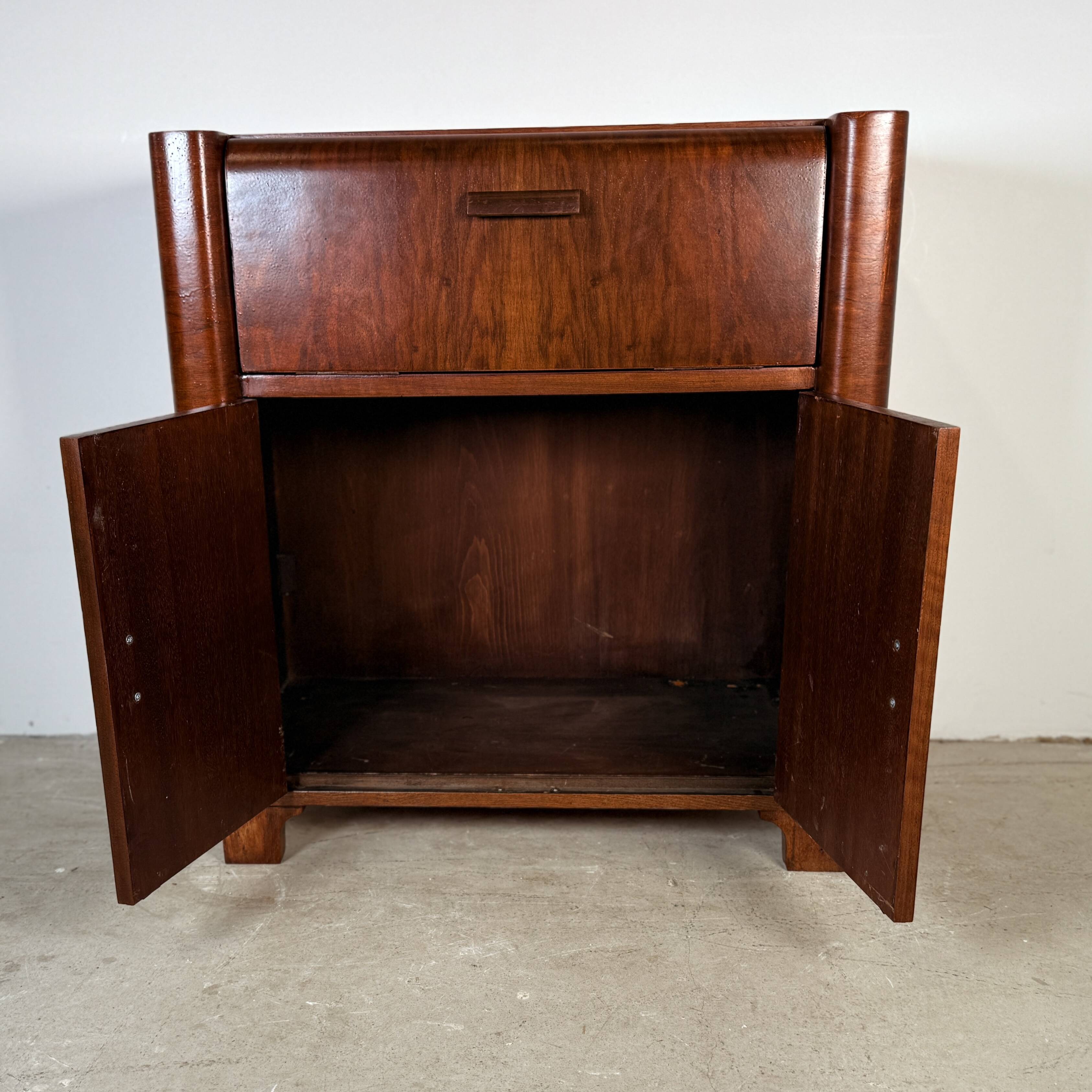 Art Deco audio cabinet with pull-out drawer