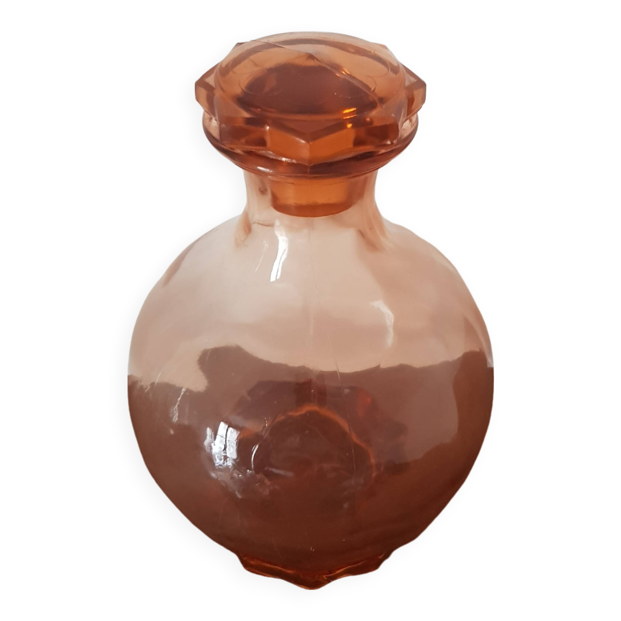 Vintage pink glass liqueur carafe