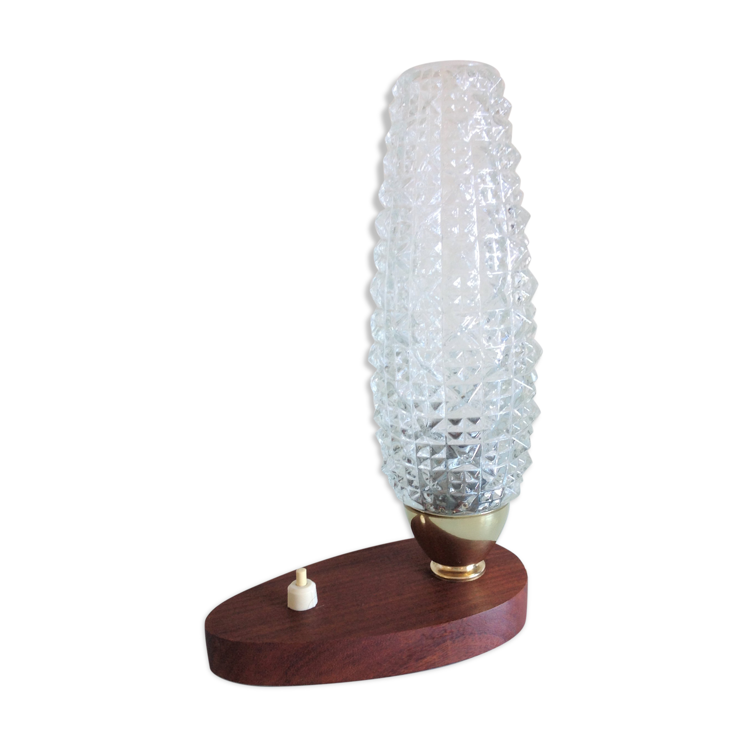 Structured tulip glass bedside lamp / vintage 60s-70s