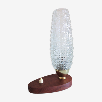 Lampe de chevet en verre tulipe structuré / vintage années 60-70