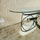 Console colonne grecque en fer forge et verre