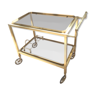 Desserte bar vintage two brass trays
