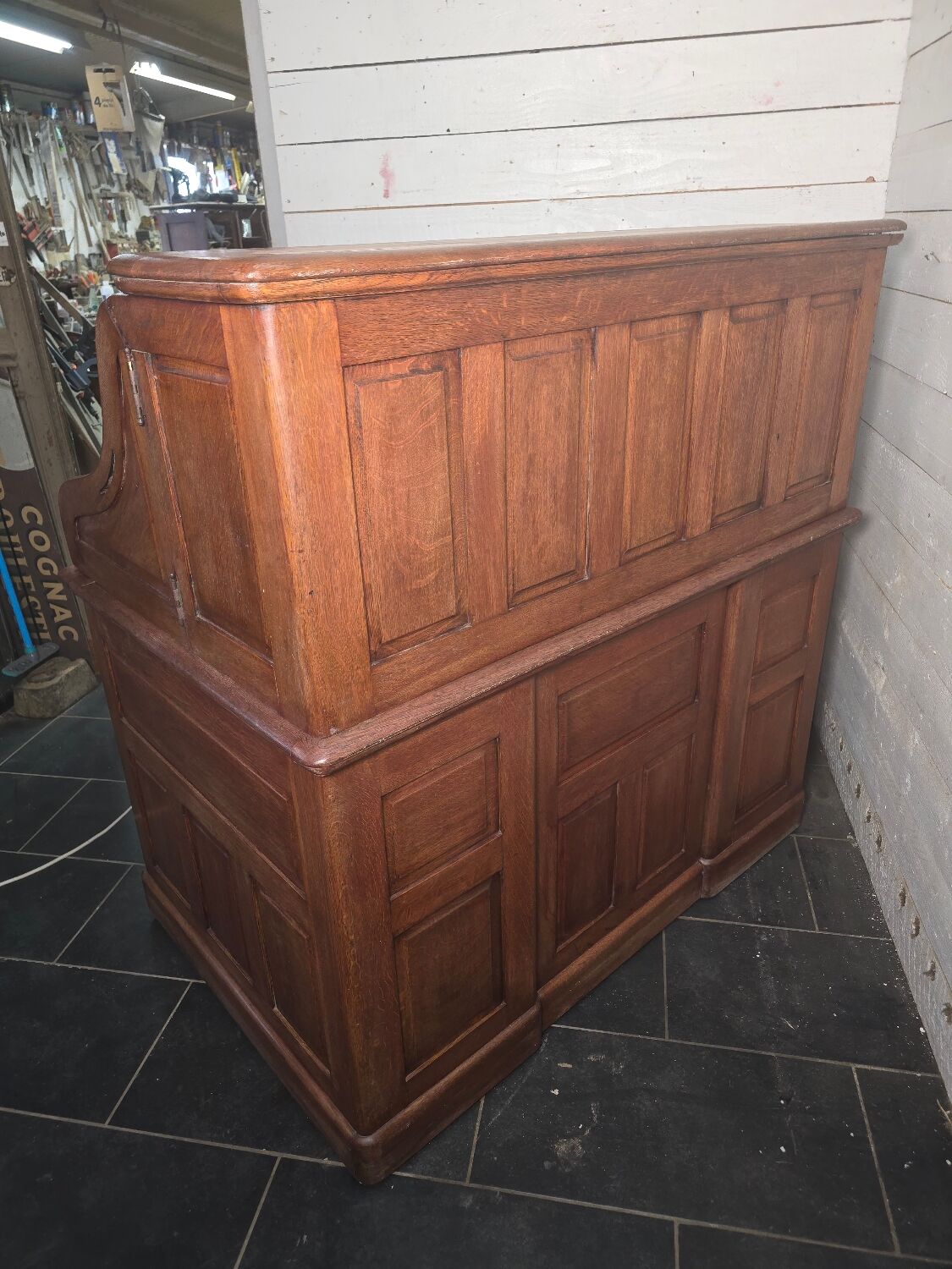 American curtain desk in solid oak from the 1900s.