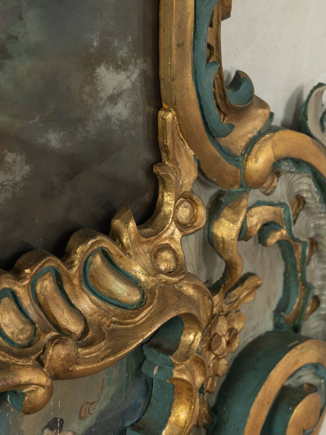Miroir baroque, fabriqué à la main, années 1960